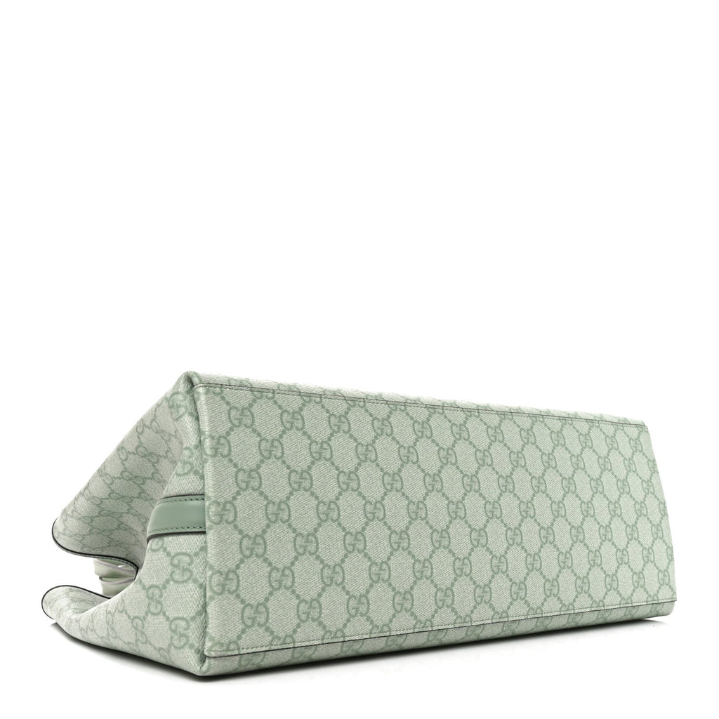GG Supreme Monogram Emblem Large Tote Bag Sage Green wholesalehk.shop