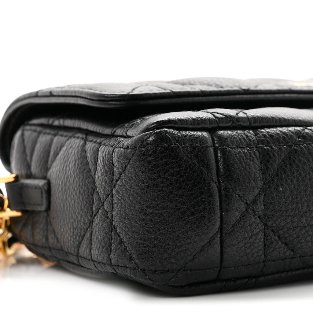 Supple Calfskin Cannage Caro Pouch With Chain  Black wholesalehk.shop