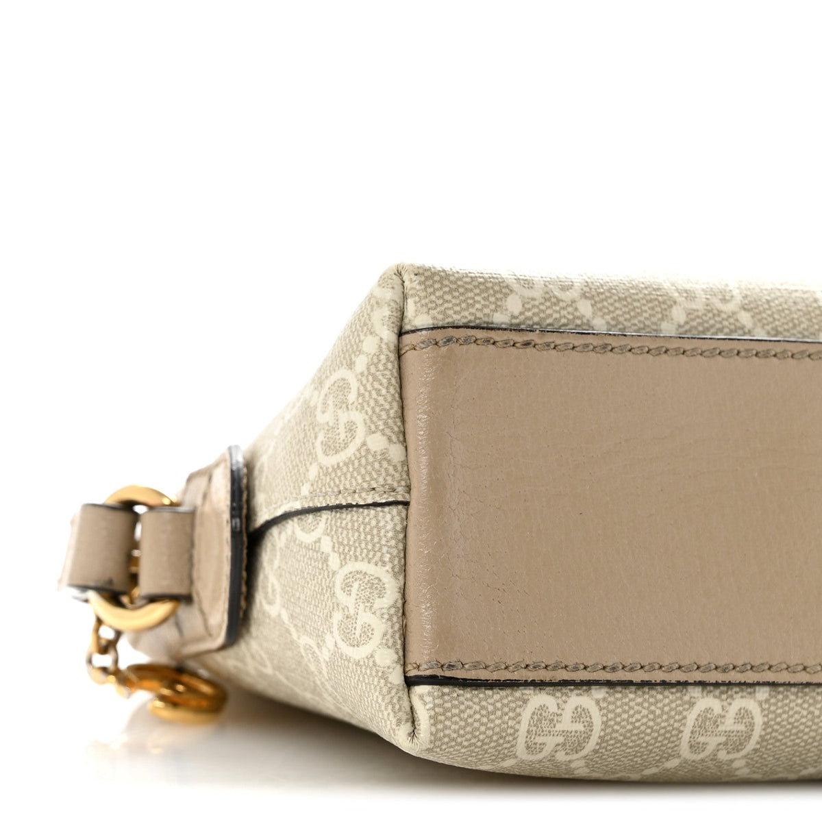 GG Supreme Monogram Textured Dollar Calfskin Web Small Ophidia Dome Shoulder Beige Mystic White Oatmeal wholesalehk.shop