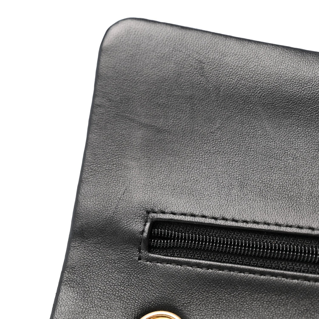 Lambskin Quilted Medium Double Flap Black wholesalehk.shop