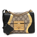Calfskin GG Supreme Monogram Small Padlock Shoulder Bag Black Gold £¨ Direct shipment via from wholesalehk.shop