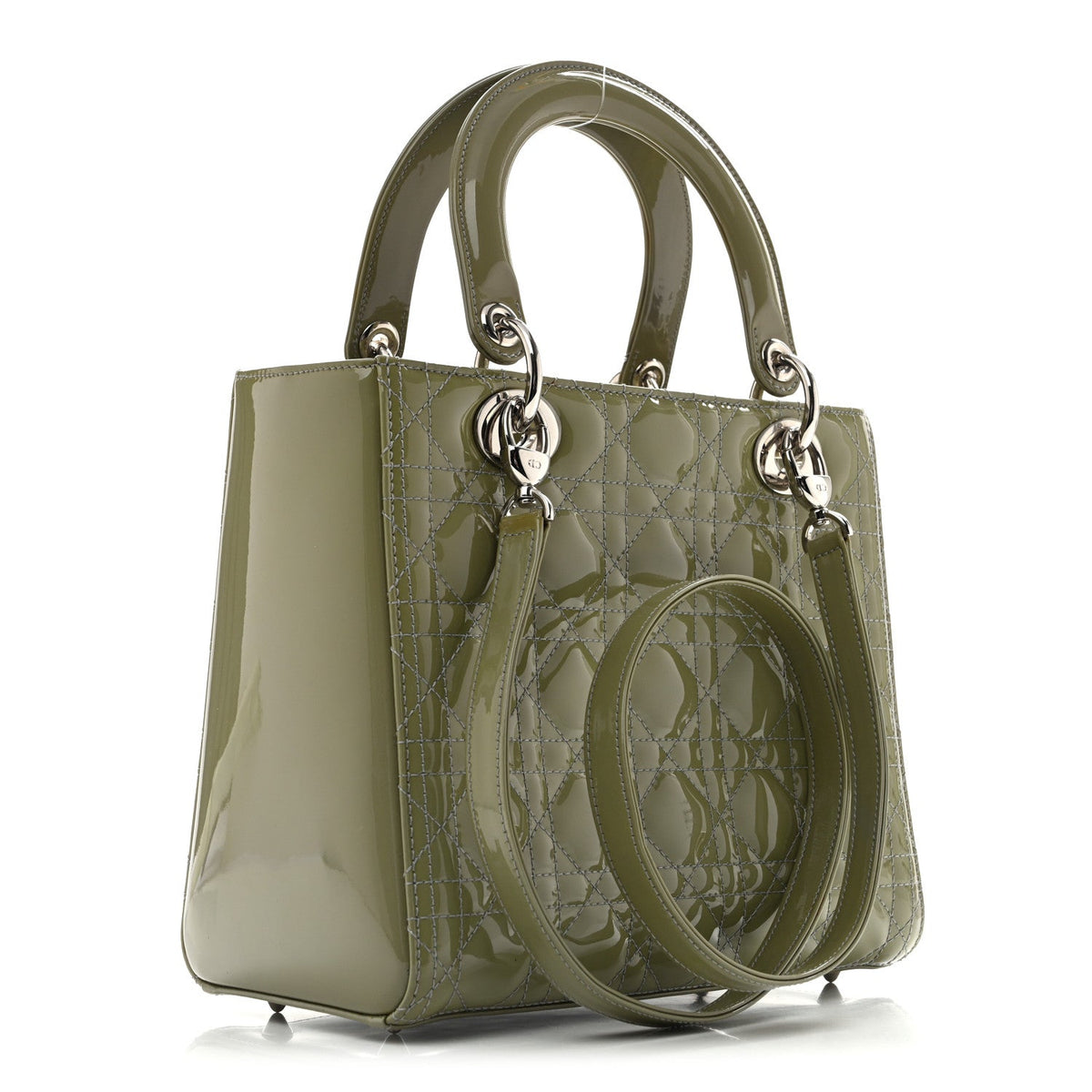 Patent Cannage Medium Lady Dior Grey wholesalehk.shop