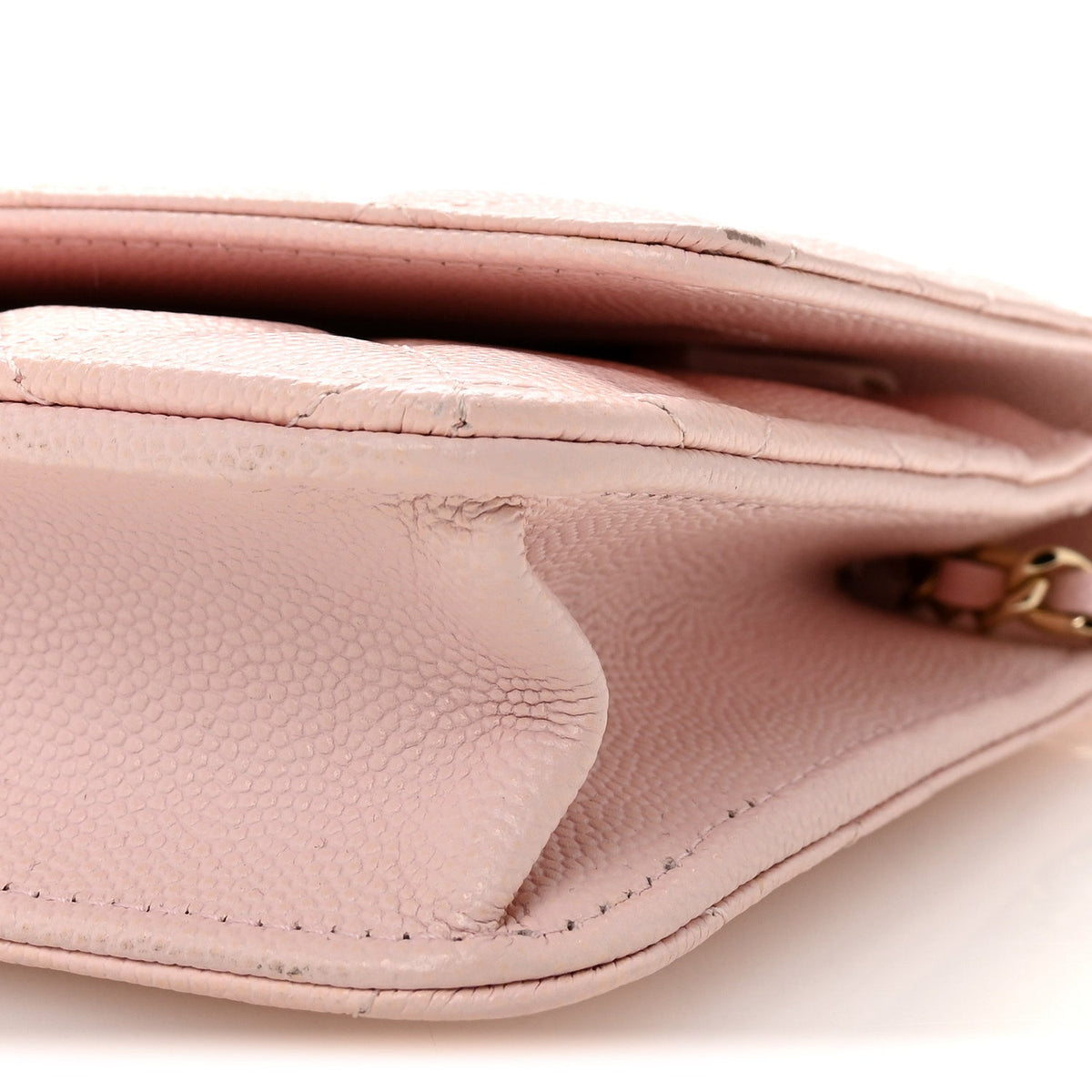 Caviar Quilted Crystal CC Wallet On Chain WOC Light Pink wholesalehk.shop