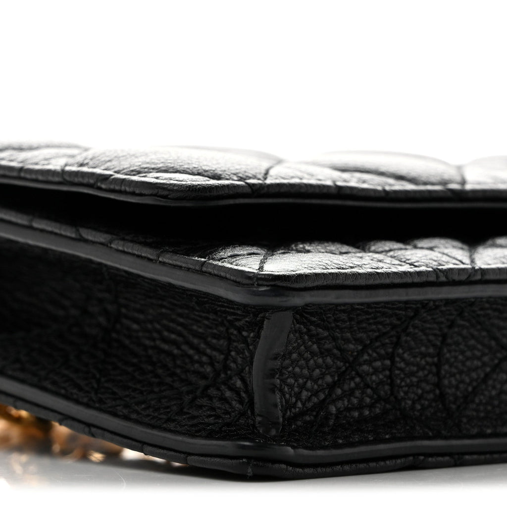 Supple Calfskin Caro Pouch with Chain Black wholesalehk.shop