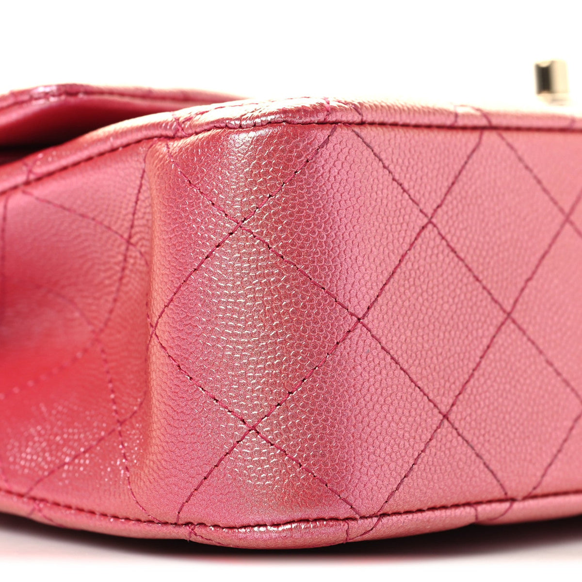 Iridescent Caviar Quilted Medium Double Flap Dark Pink wholesalehk.shop