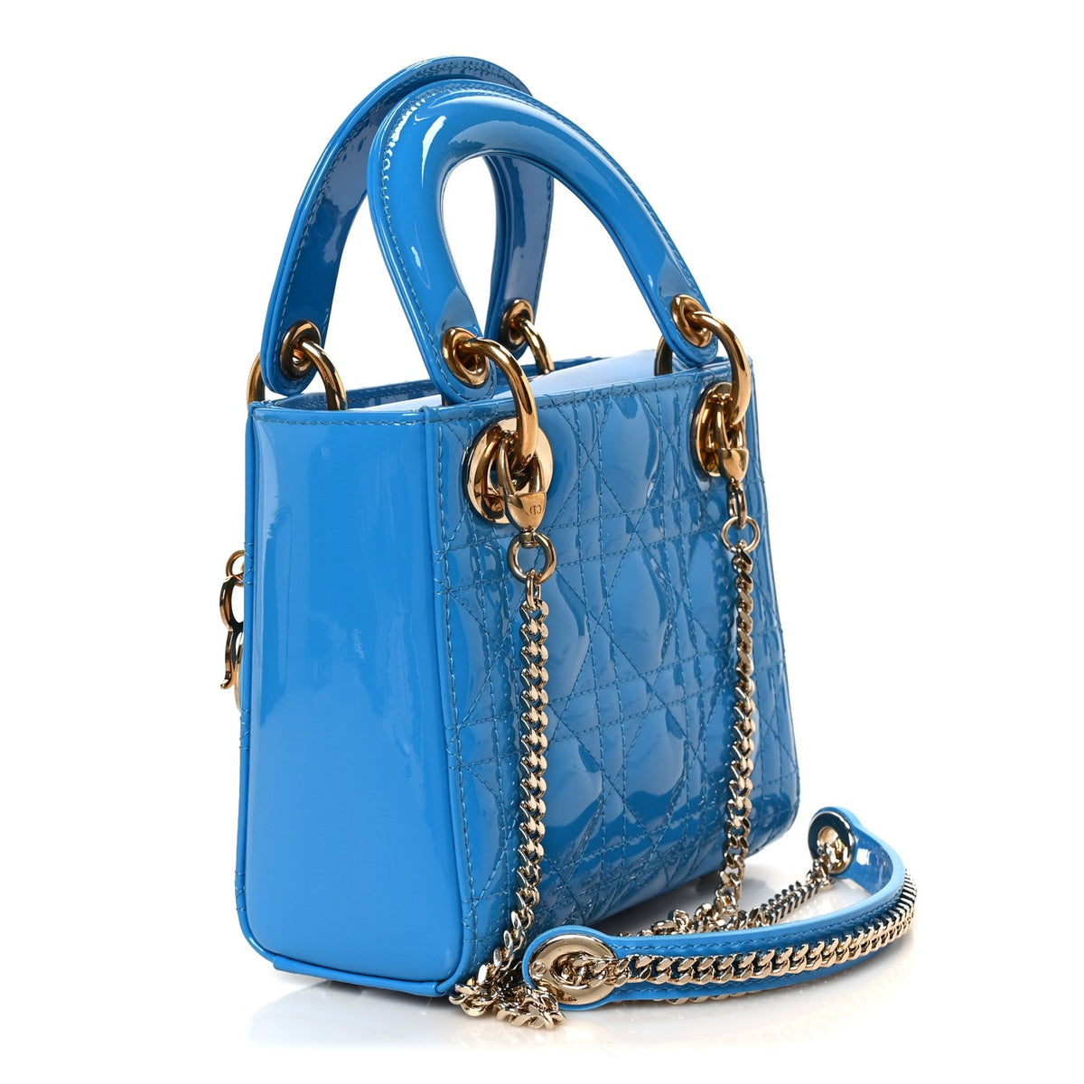 Patent Cannage Mini Lady Dior Blue wholesalehk.shop