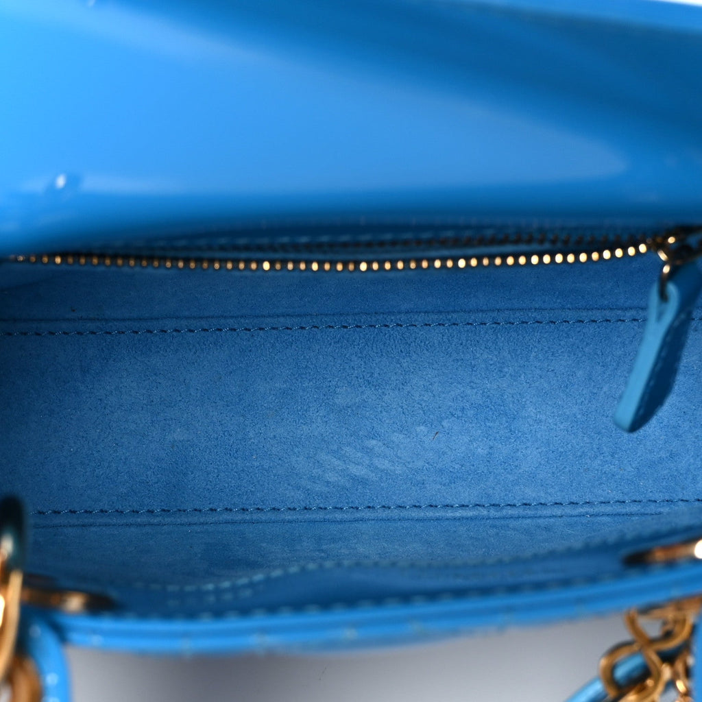 Patent Cannage Mini Lady Dior Blue wholesalehk.shop