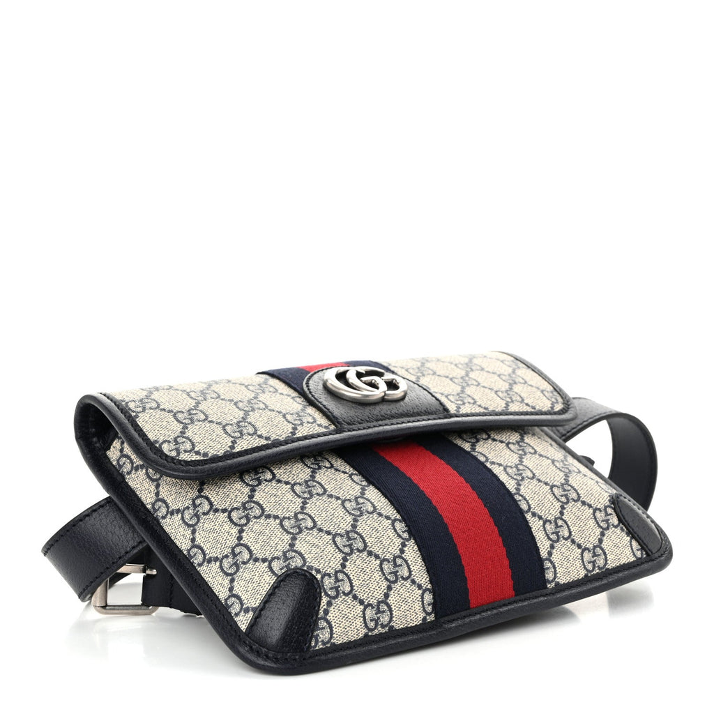 GG Supreme Monogram Web Small Ophidia Belt Bag 90 36 Beige Navy wholesalehk.shop
