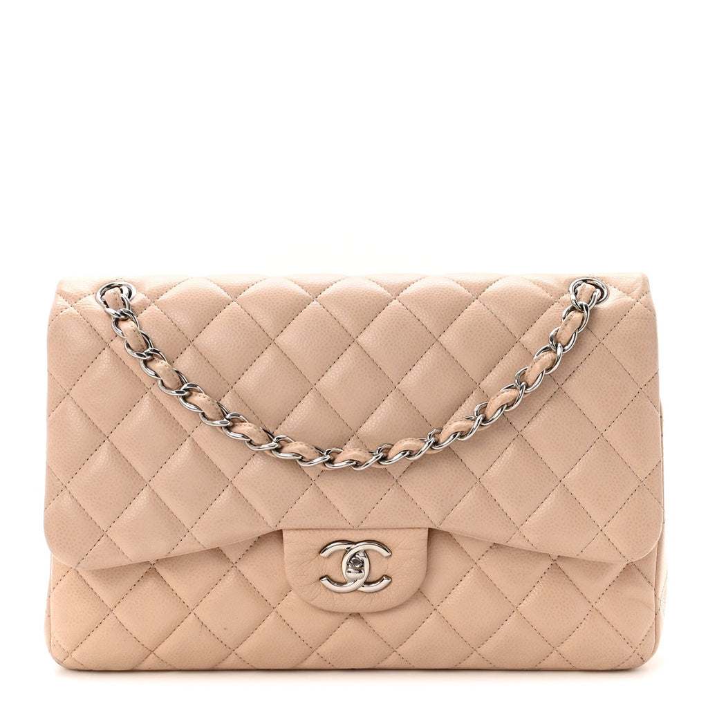 Caviar Quilted Jumbo Double Flap Light Pink wholesalehk.shop