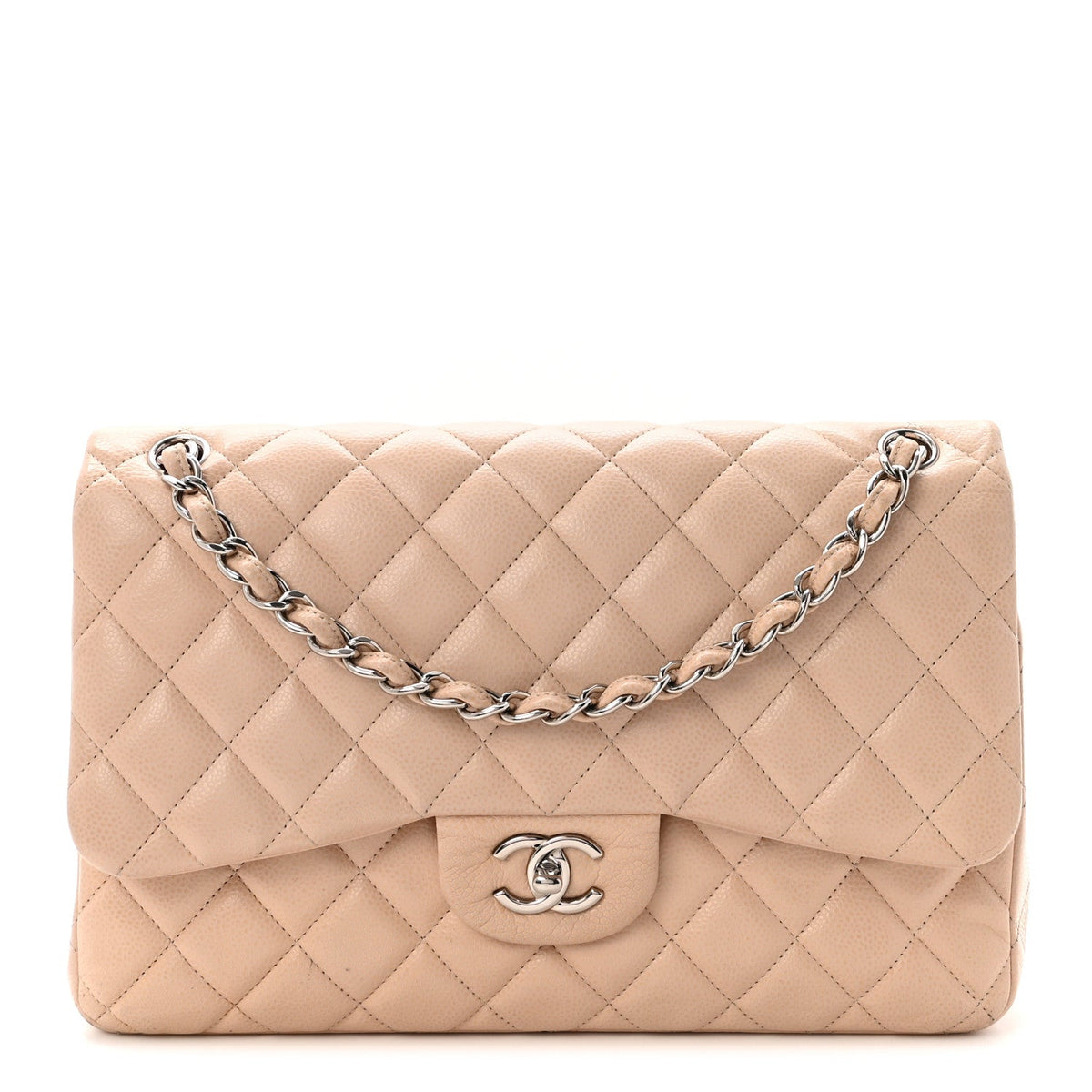 Caviar Quilted Jumbo Double Flap Light Pink wholesalehk.shop