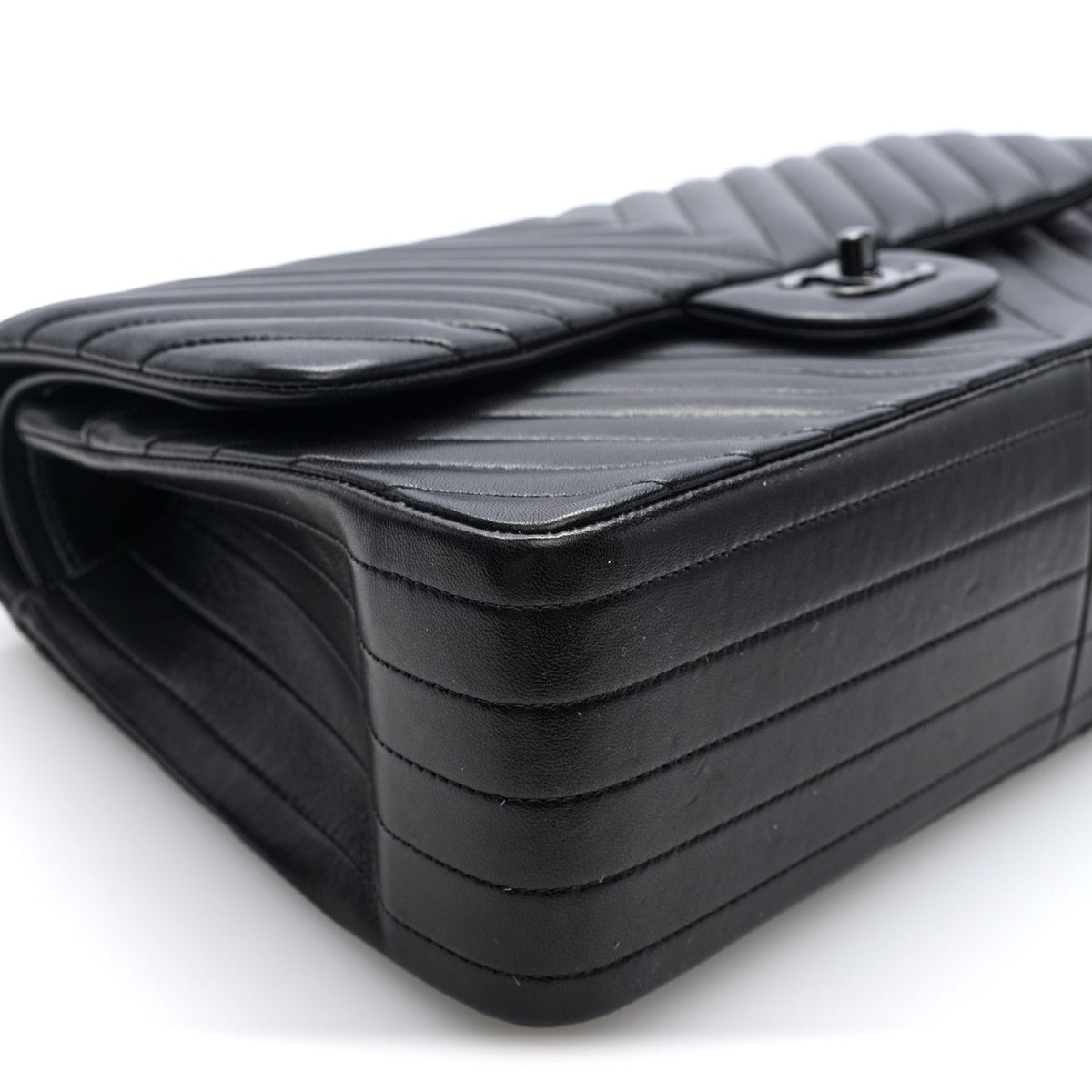 Lambskin Chevron Quilted Jumbo Double Flap  So Black wholesalehk.shop