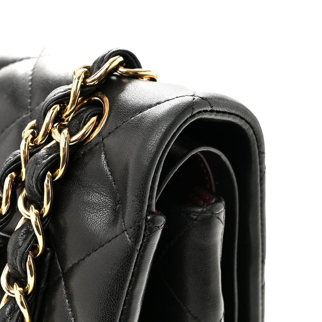 Lambskin Quilted Maxi Double Flap Black wholesalehk.shop