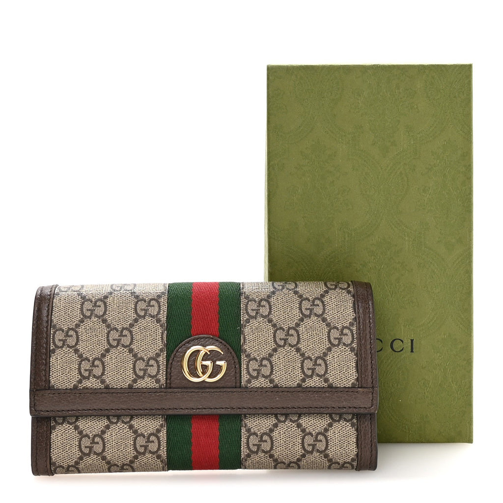 GG Supreme Monogram Web Ophidia Continental Wallet Brown wholesalehk.shop
