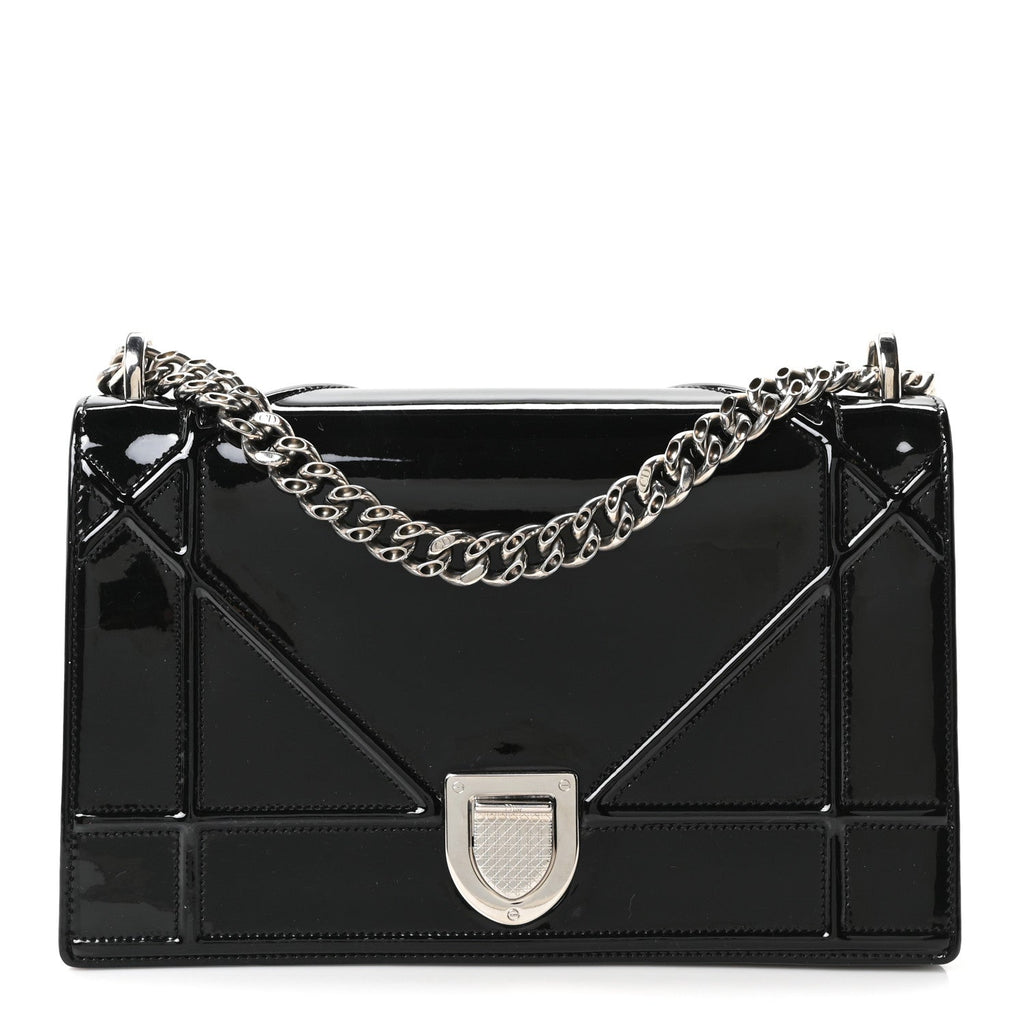 Patent Medium Diorama Flap Bag Black ¡§ Direct shipment via from wholesalehk.shop