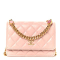 Lambskin Quilted CC Pearl Enamel Clutch on Chain WOC Light Pink wholesalehk.shop