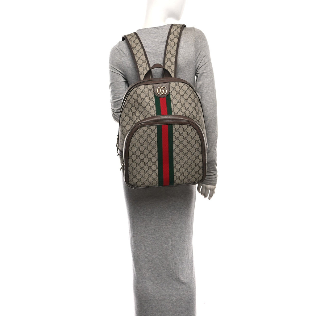 GG Supreme Monogram Medium Ophidia Day Backpack Brown Brown wholesalehk.shop