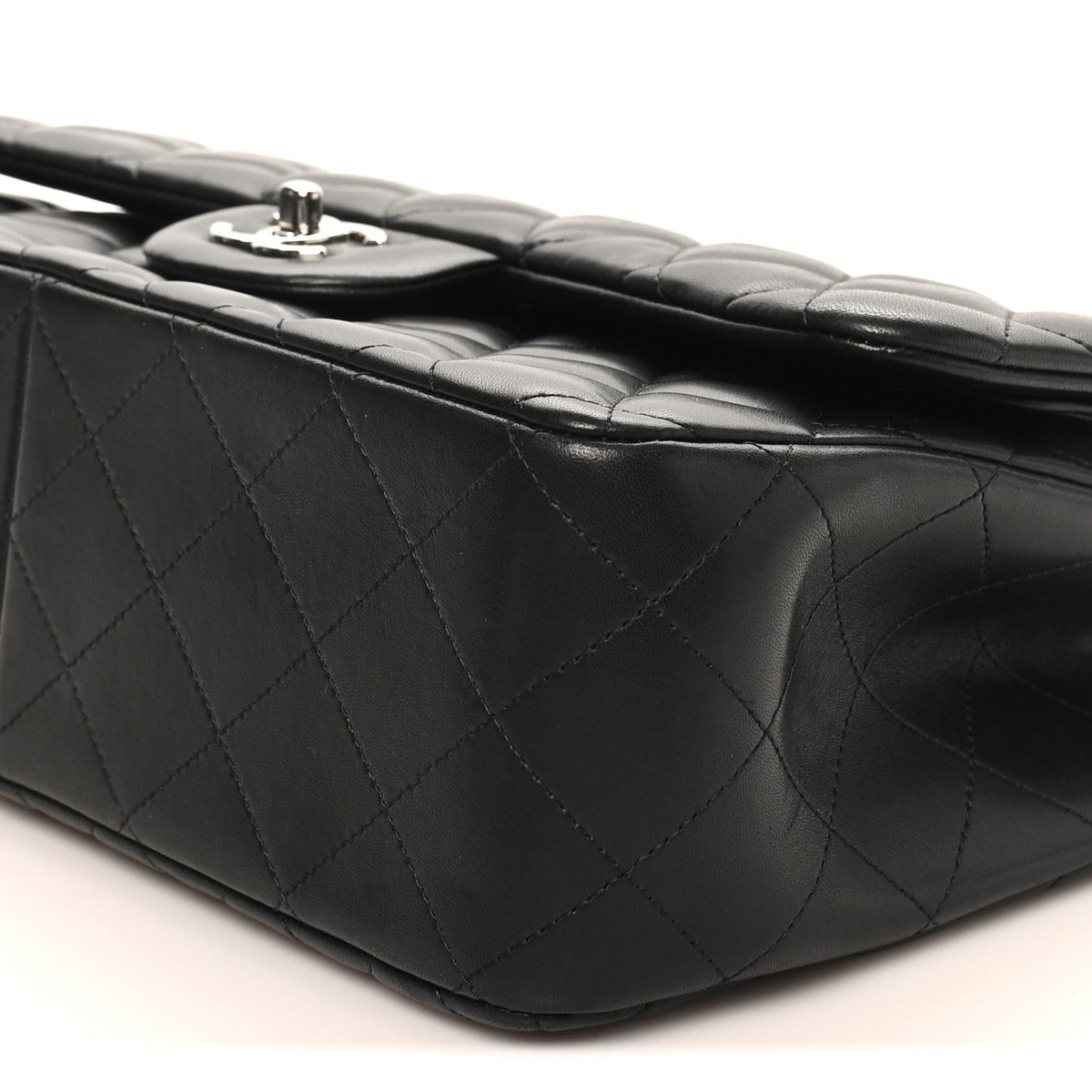 Lambskin Quilted Jumbo Double Flap Black wholesalehk.shop