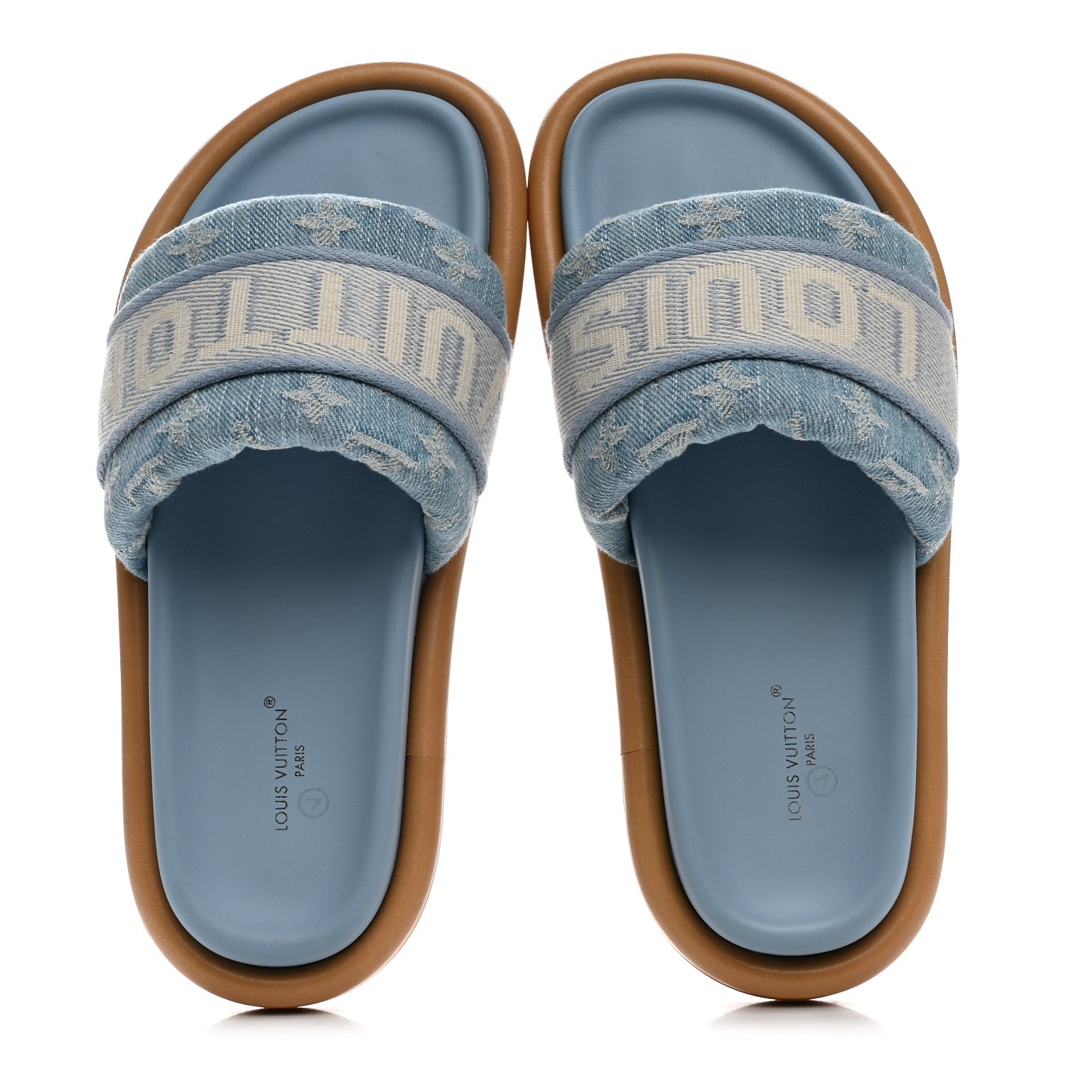 Monogram Denim LV Bliss Womens Comfort Mules 36.5 Turquoise £¨ Direct shipment via from wholesalehk.shop