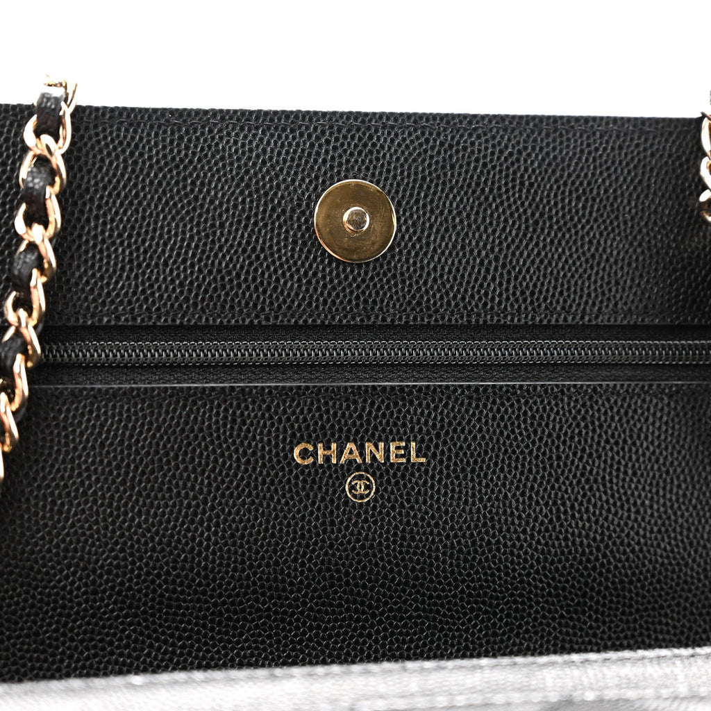 Caviar Quilted Wallet With Charms On Chain WOC Black wholesalehk.shop