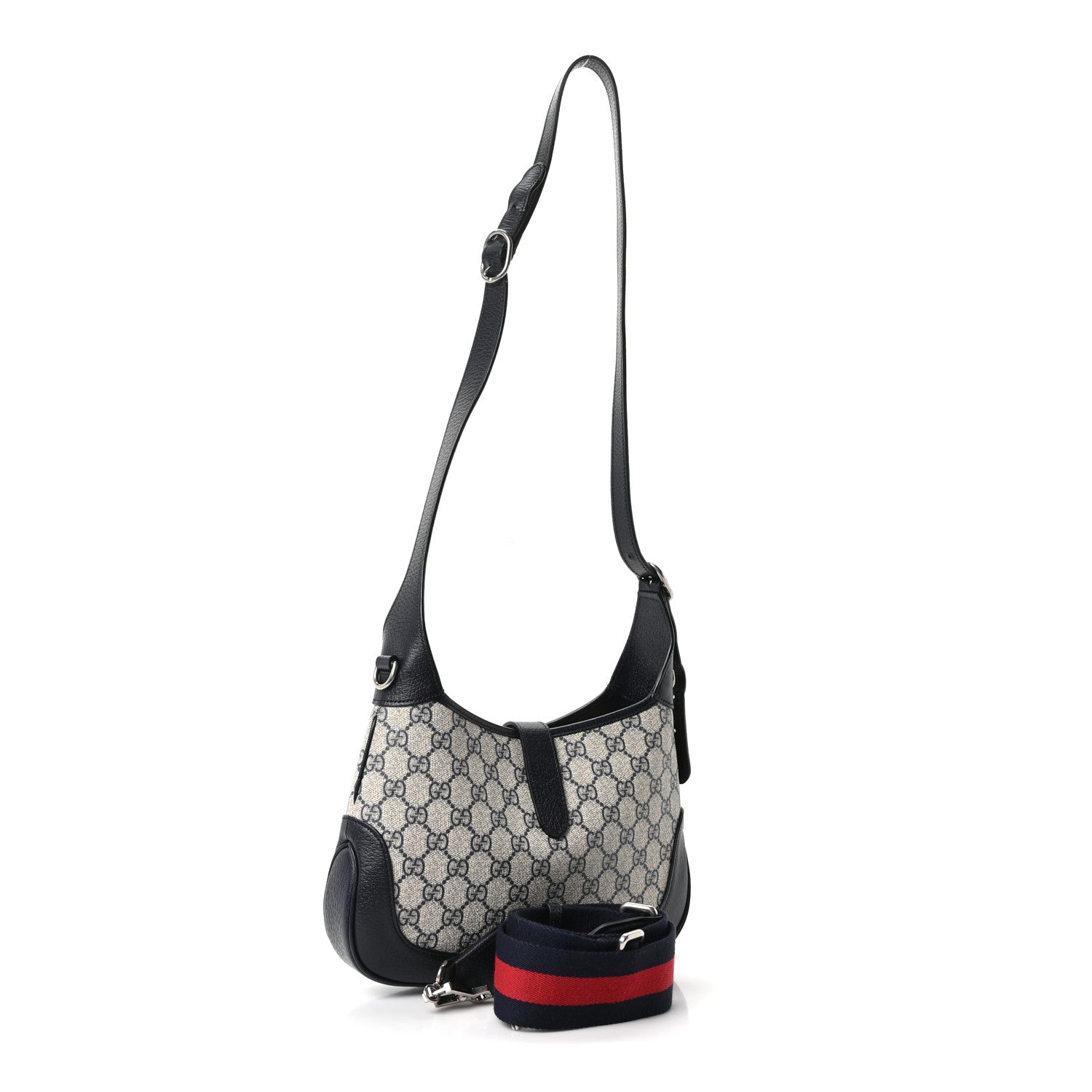 GG Supreme Monogram Textured Dollar Calfskin Web Small Jackie 1961 Hobo Beige Blue £¨ Direct shipment via from wholesalehk.shop