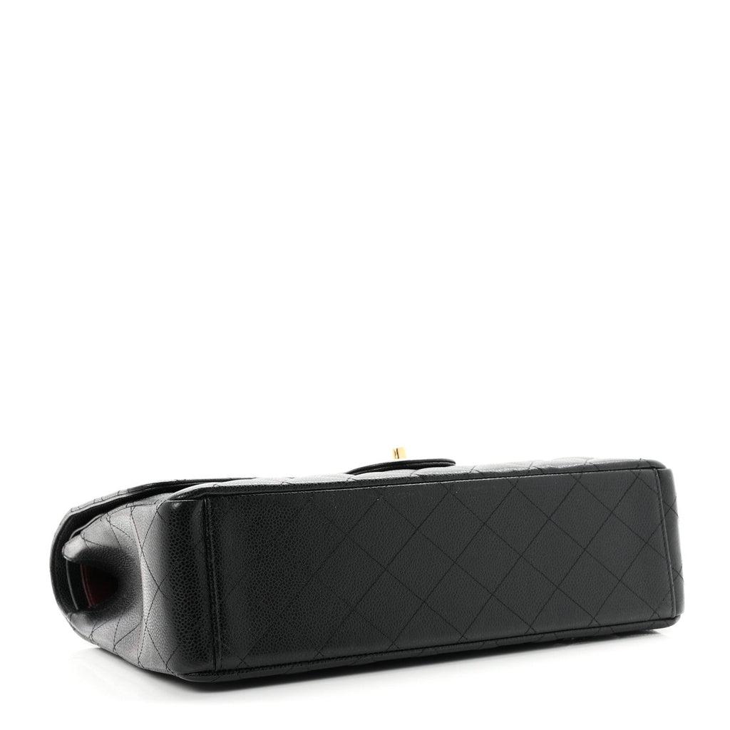 Caviar Quilted Maxi Double Flap Black wholesalehk.shop