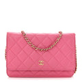 Caviar Quilted Wallet on Chain WOC Pink wholesalehk.shop