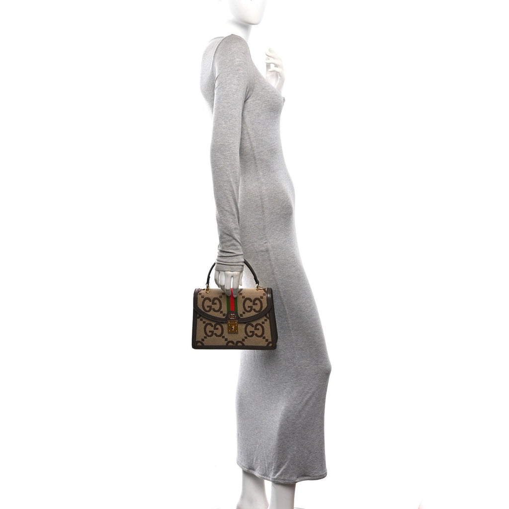 Monogram Jumbo GG Textured Dollar Calfskin Web Small Ophidia Padlock Top Handle Bag Camel Ebony New Acero £¨ Direct shipment via from wholesalehk.shop