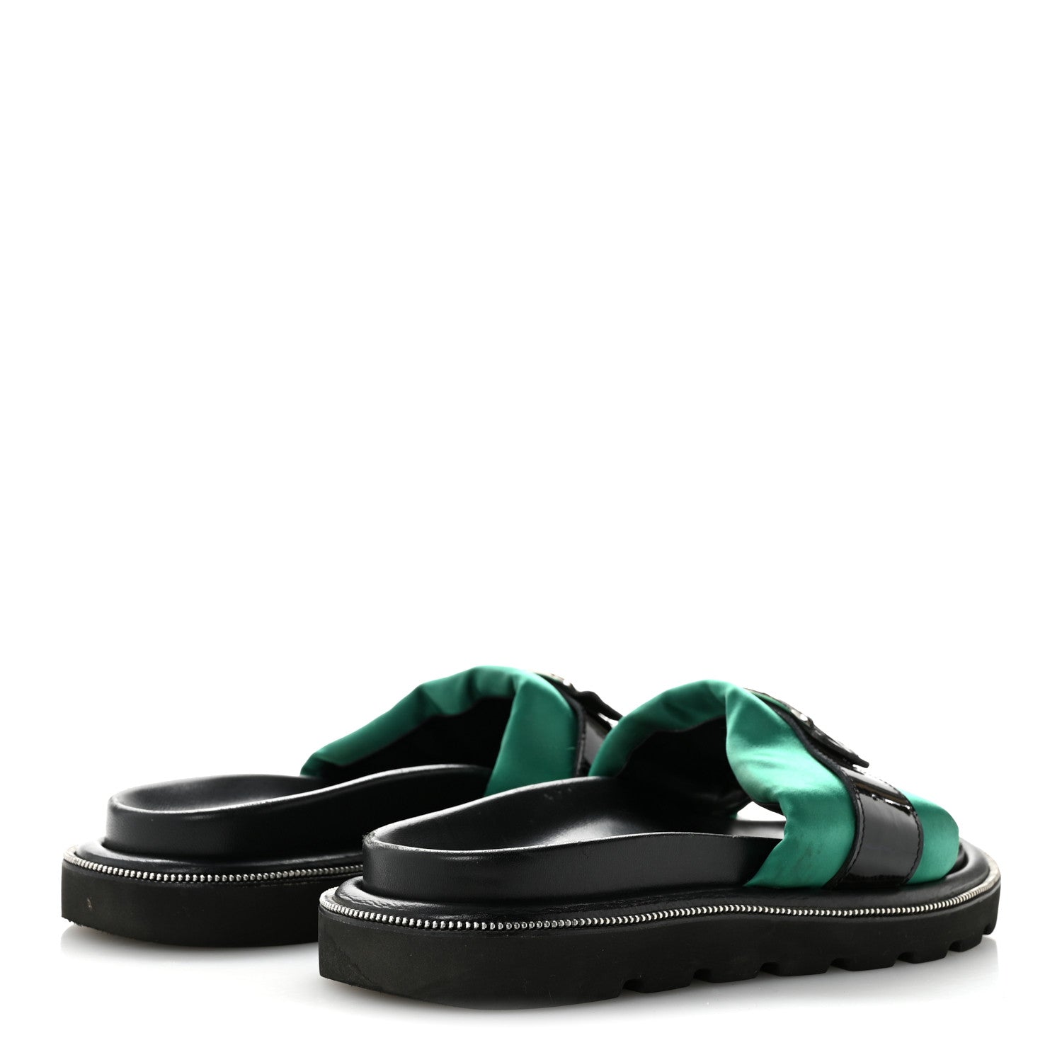 Satin Pool Pillow Flat Comfort Mule 38 Green Black £¨ Direct shipment via from wholesalehk.shop