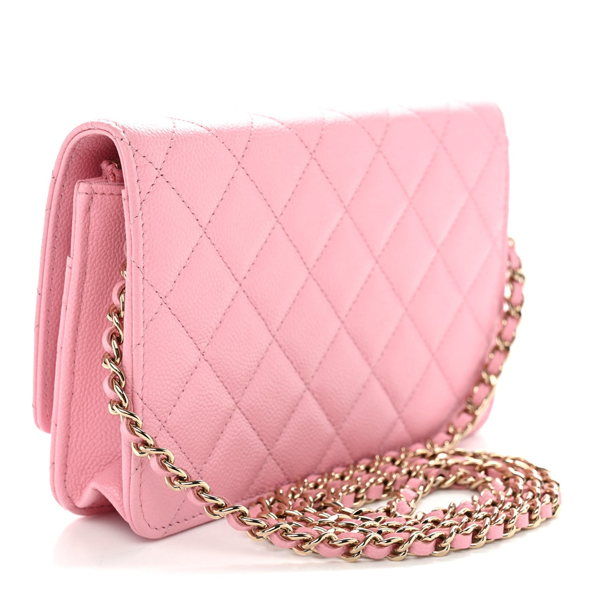Caviar Quilted Multi Chain Wallet On Chain WOC Light Pink wholesalehk.shop