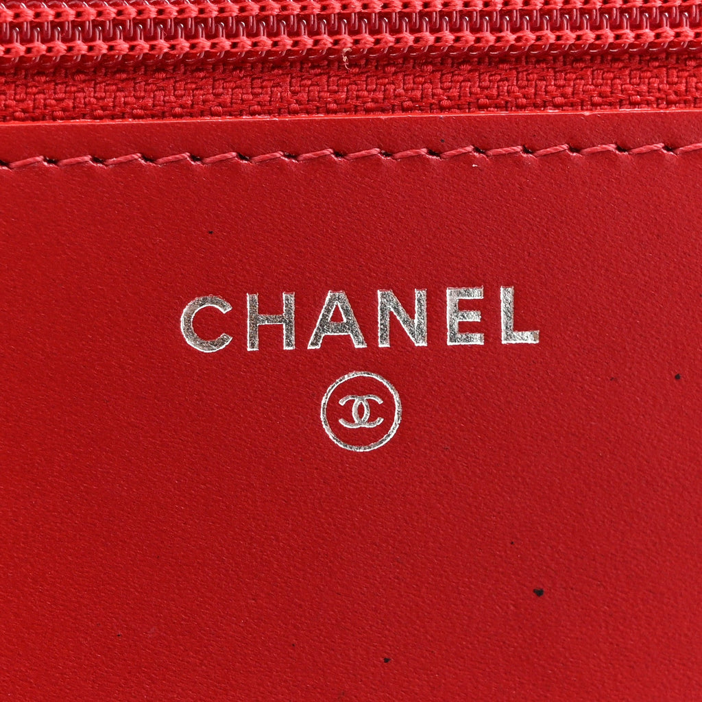 Glazed Calfskin Quilted Coco Boy Wallet On Chain WOC Red wholesalehk.shop