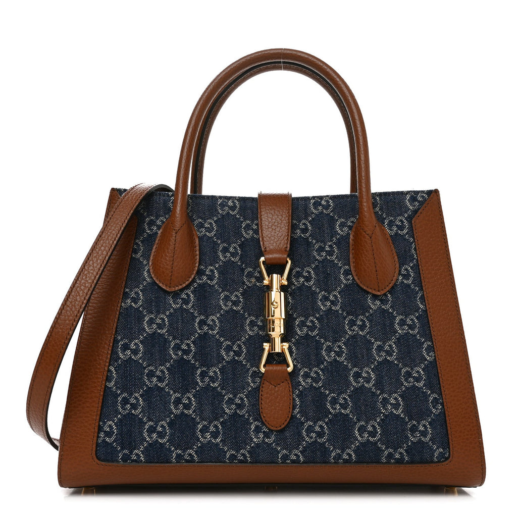 New Denim GG Monogram Dollar Calfskin Medium Jackie 1961 Tote Blue Tea Cuir Epilog £¨ Direct shipment via from wholesalehk.shop