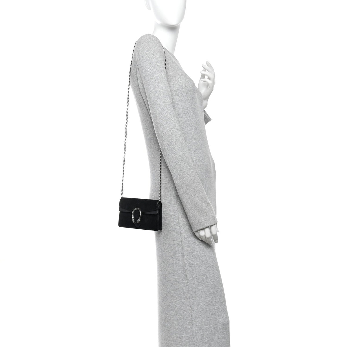 Suede Super Mini Dionysus Shoulder Bag Black wholesalehk.shop