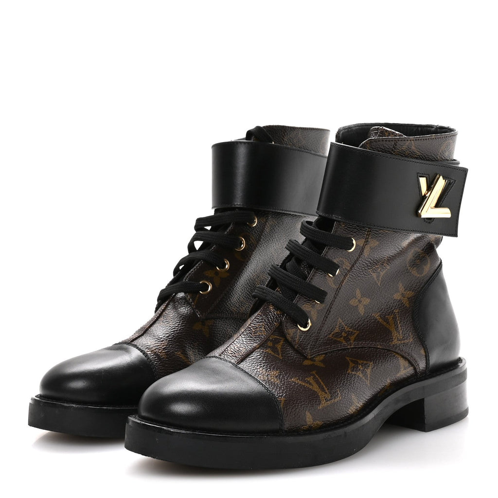 Calfskin Monogram Wonderland Flat Ranger Boots 39 Black £¨ Direct shipment via from wholesalehk.shop