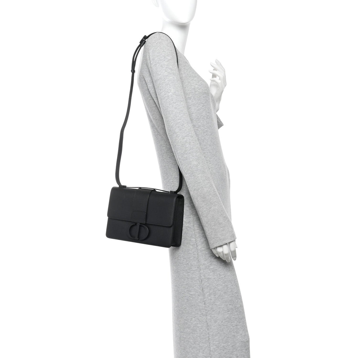 Ultra Matte Grained Calfskin 30 Montaigne Flap Bag Black wholesalehk.shop