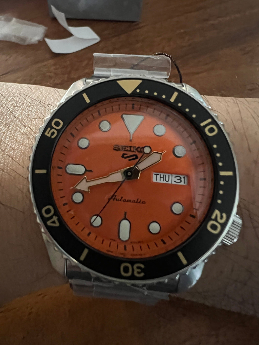Seiko 5 Sports Automatic Orange Dial Silver Steel Strap Watch For Men - SRPD59K1 wholesalehk.shop
