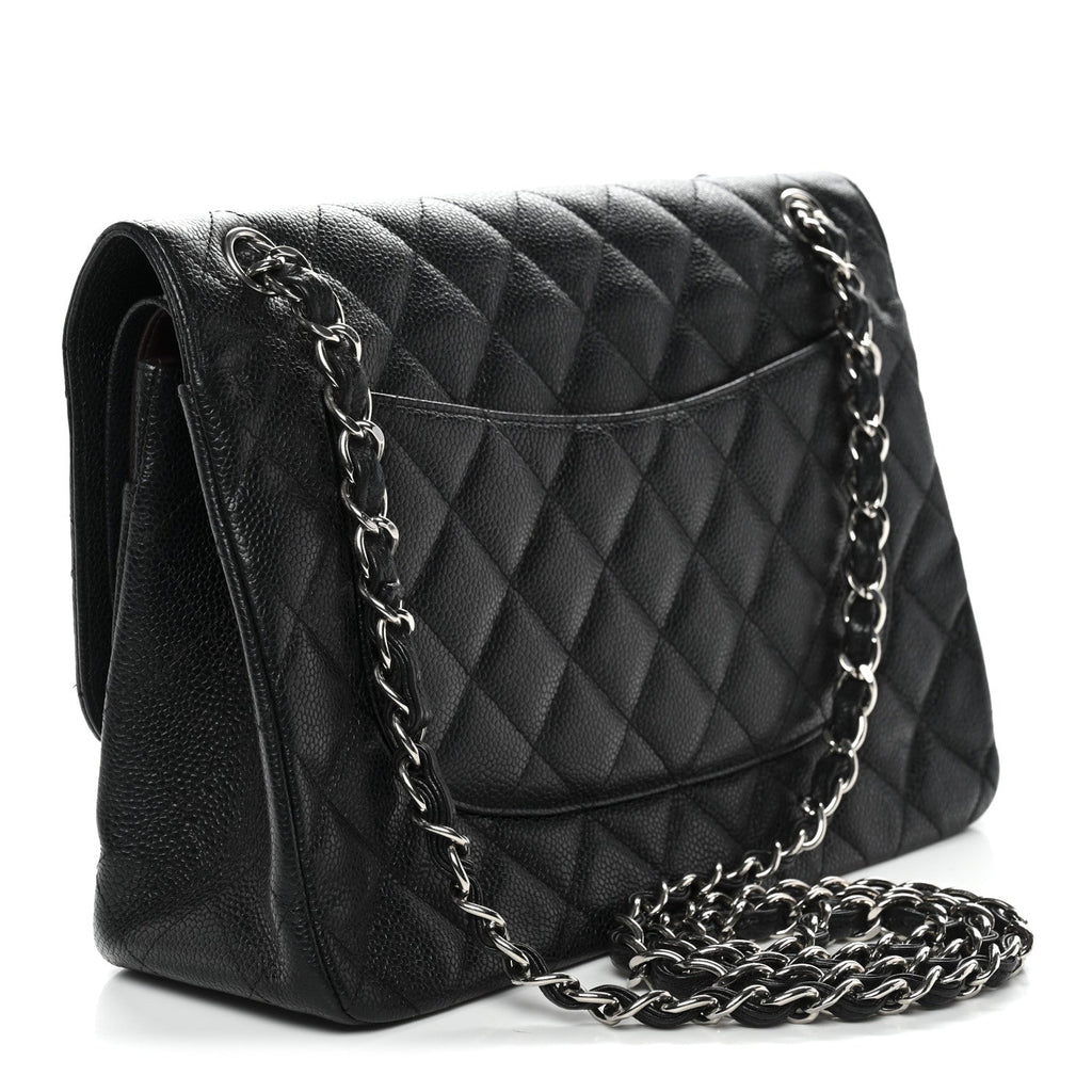 Caviar Quilted Jumbo Double Flap Black wholesalehk.shop