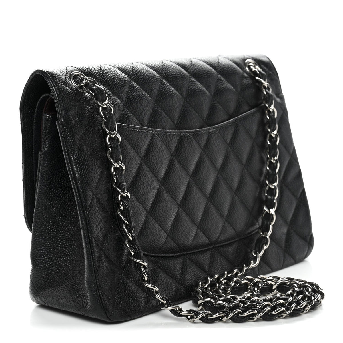 Caviar Quilted Jumbo Double Flap Black wholesalehk.shop