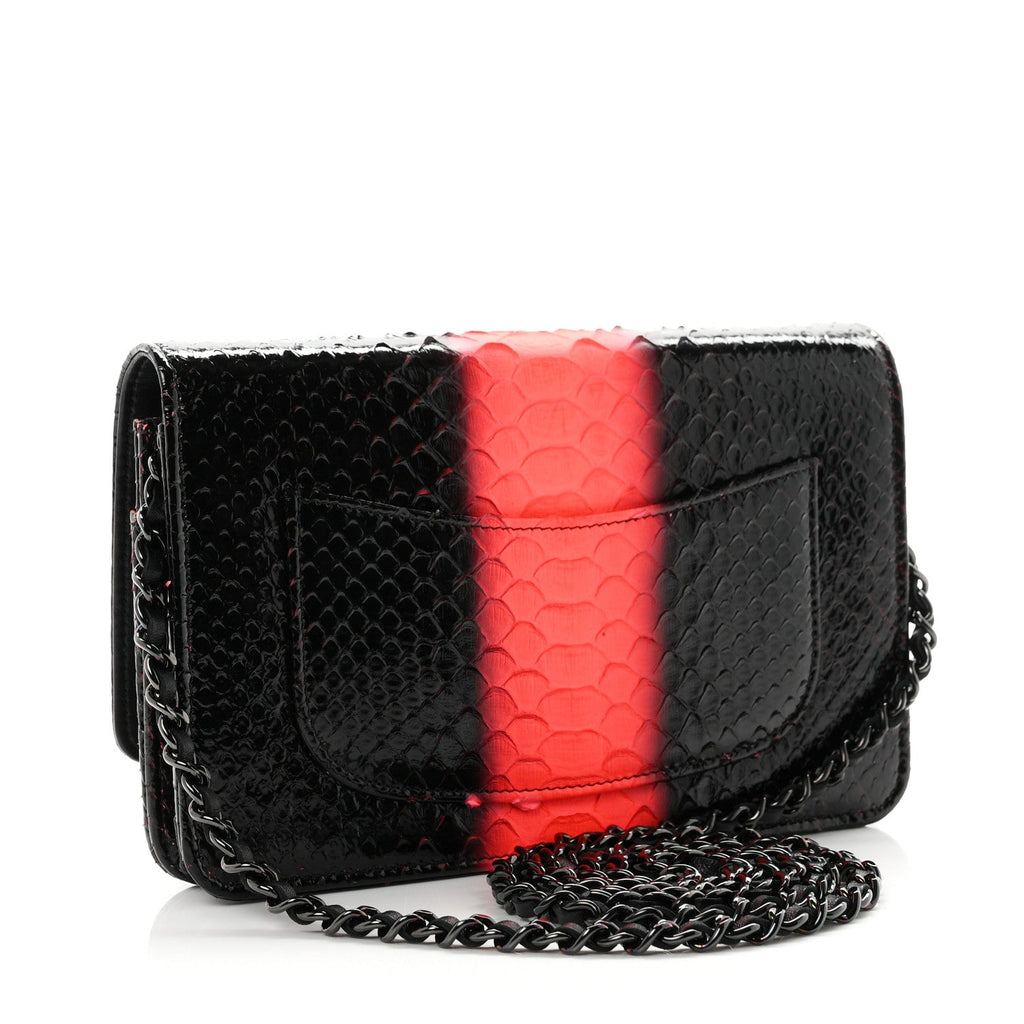 Snakeskin Wallet On Chain WOC Black Red wholesalehk.shop