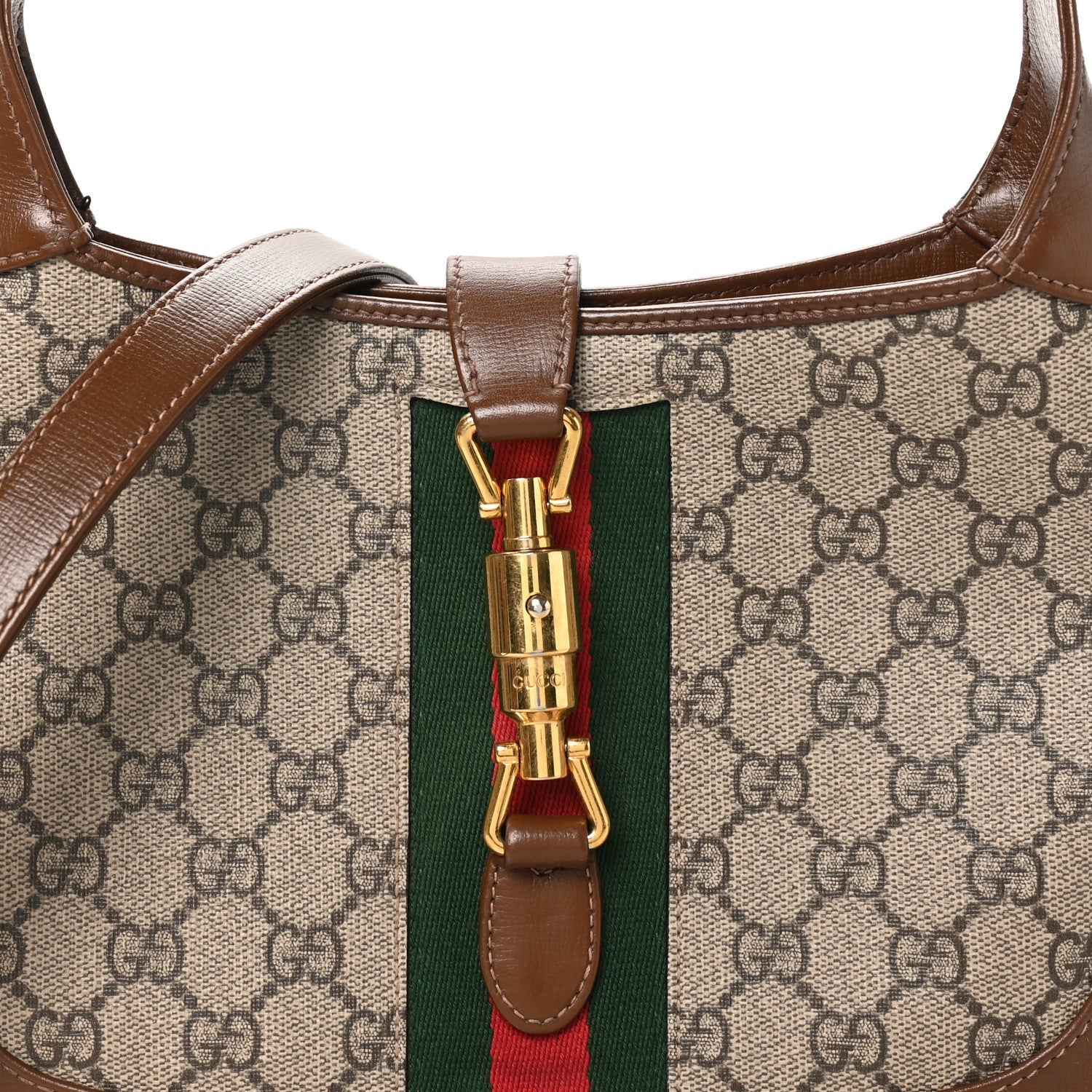 GG Supreme Monogram Azalea Calfskin Web Small Jackie 1961 Hobo Beige Ebony Brown Sugar £¨ Direct shipment via from wholesalehk.shop