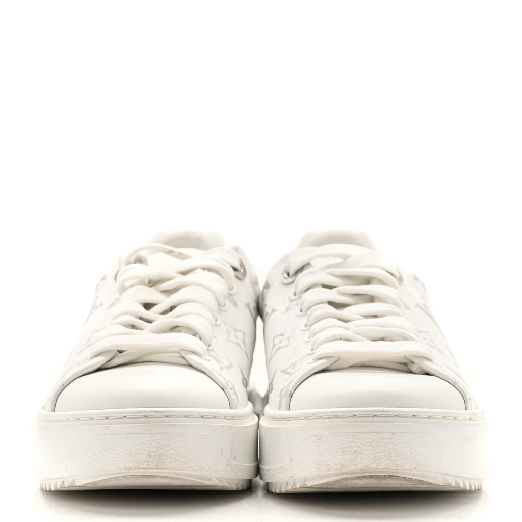 Calfskin Monogram Debossed Time Out Sneakers 38 White Silver £¨ Direct shipment via from wholesalehk.shop