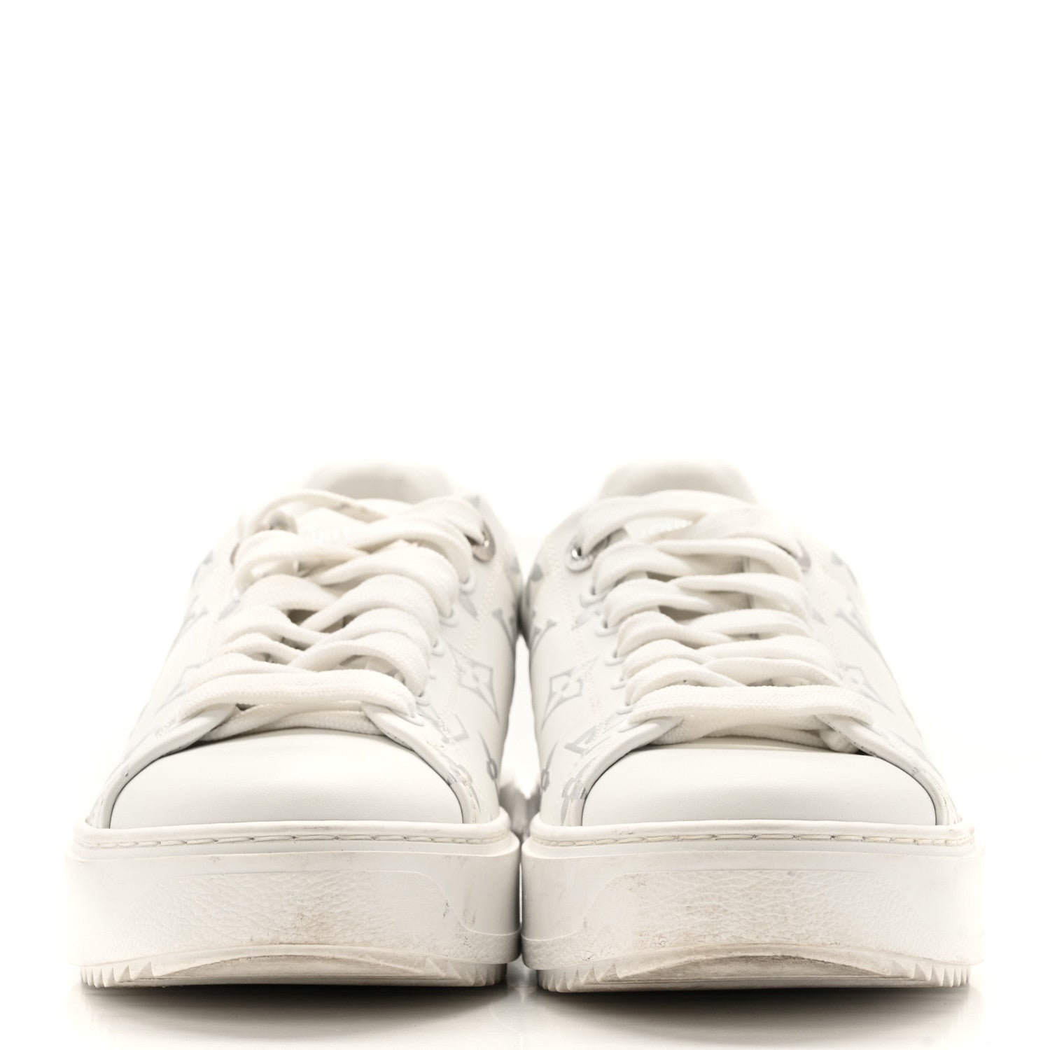 Calfskin Monogram Debossed Time Out Sneakers 38 White Silver £¨ Direct shipment via from wholesalehk.shop