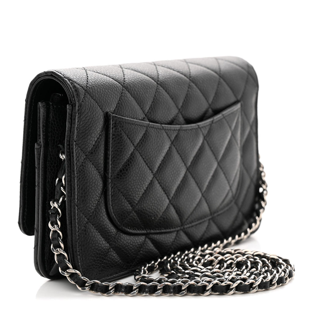Caviar Quilted CC Turnlock Wallet On Chain WOC Black wholesalehk.shop