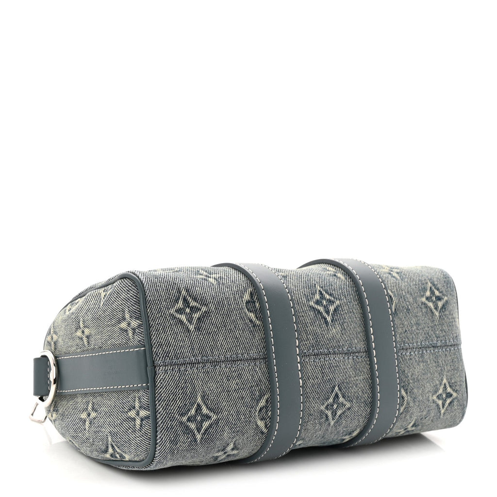 Monogram Washed Denim Keepall Bandouliere 25 wholesalehk.shop