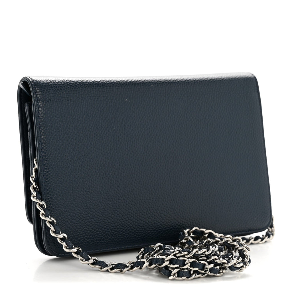 Caviar Timeless CC Wallet on Chain WOC Navy Blue wholesalehk.shop