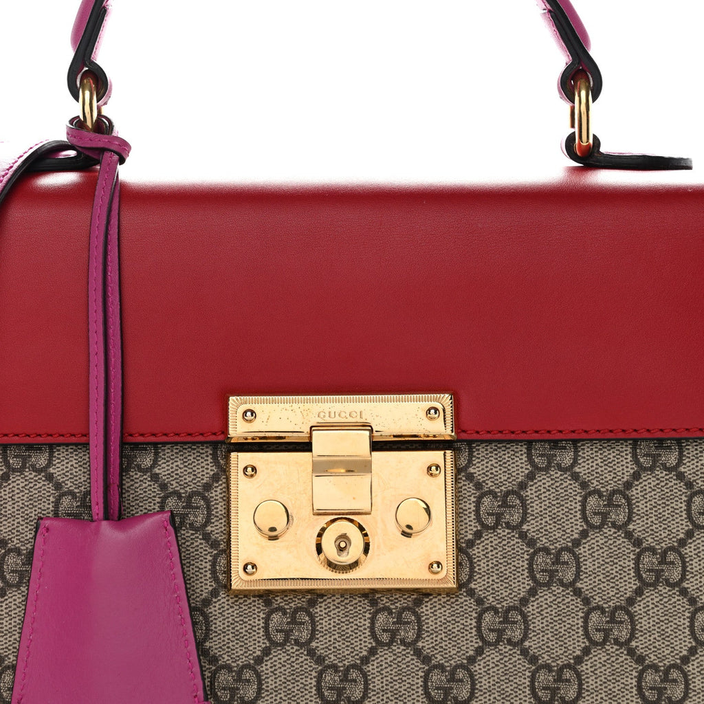 GG Supreme Monogram Calfskin Small Padlock Top Handle Bag Beige Hibiscus Red New Rosette £¨ Direct shipment via from wholesalehk.shop