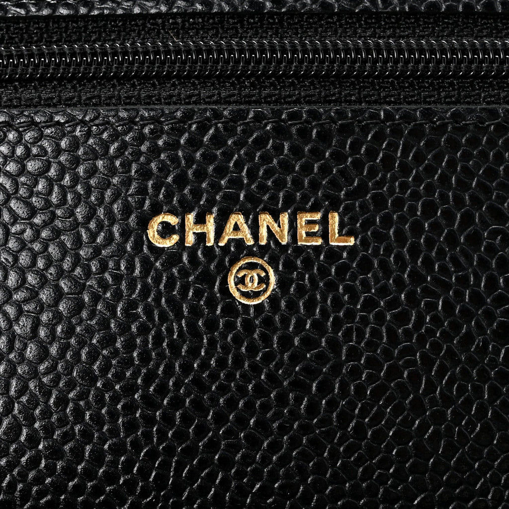 Caviar Quilted Wallet On Chain WOC Black wholesalehk.shop
