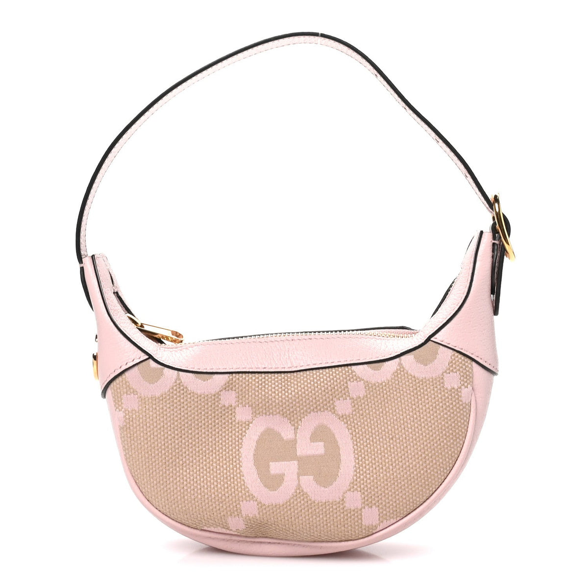 Monogram Jumbo GG Textured Dollar Calfskin Mini Ophidia Half Moon Hobo Beige Perfect Pink wholesalehk.shop