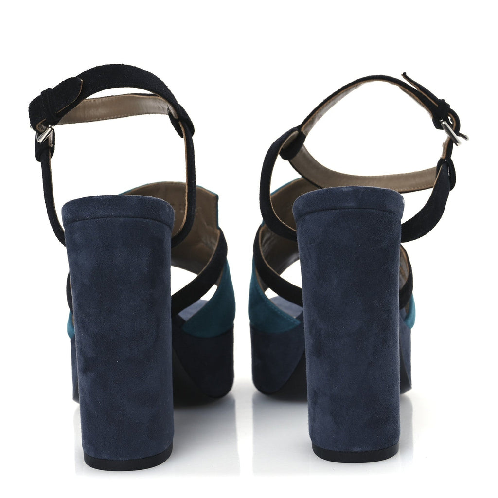 Suede Goatskin Calas Sandals 37.5 Vert Oxford Bleu Celeste Black wholesalehk.shop