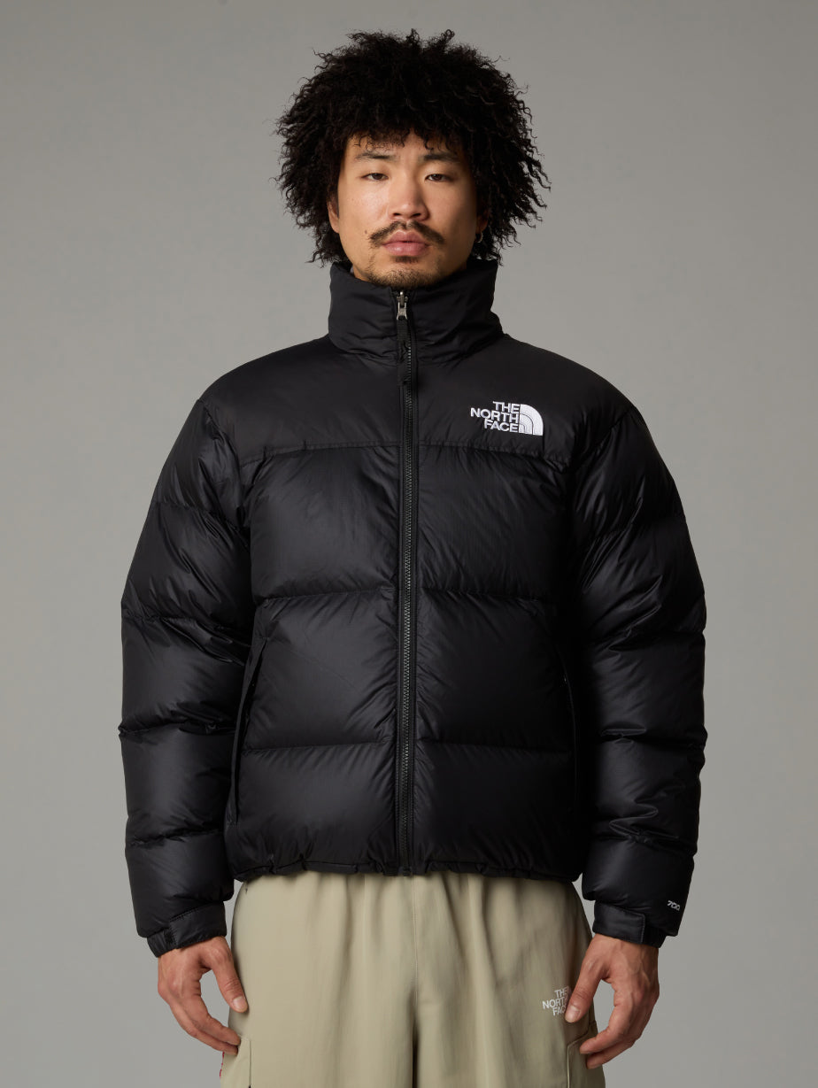 2026 New Arrival Giacca Retro Nuptse in Tessuto Ripstop Lucido Nero wholesalehk.shop