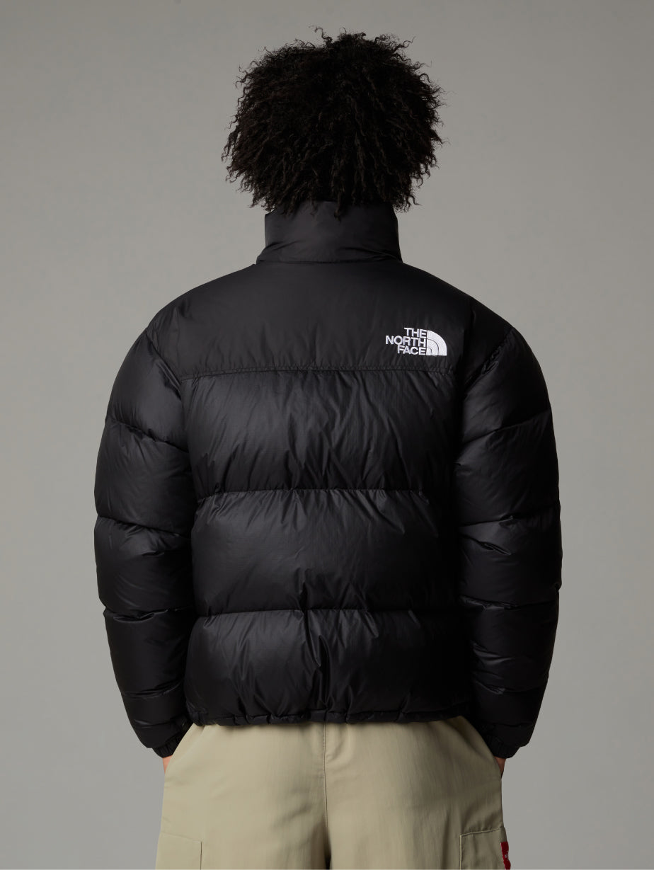 2026 New Arrival Giacca Retro Nuptse in Tessuto Ripstop Lucido Nero wholesalehk.shop